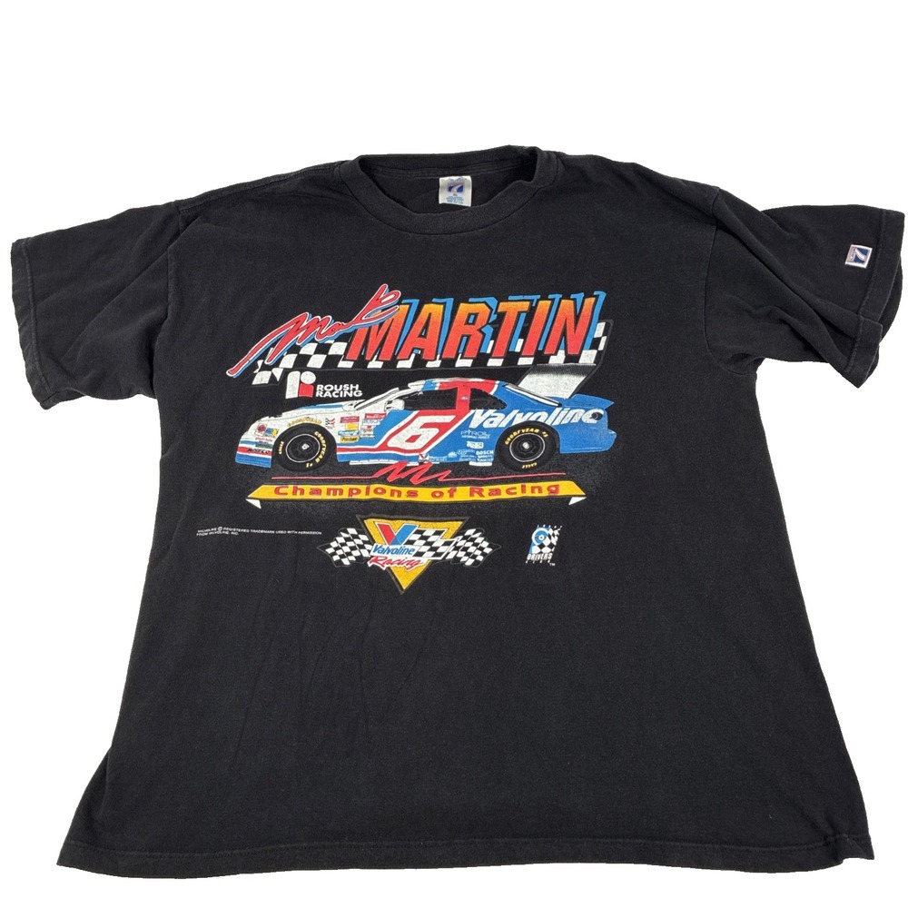 Vintage 1992 Logo 7 Mark Martin Valvoline NASCAR T-Shirt Size XL Made In USA